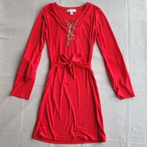 Michael Kors Red Laceup Chain Dress